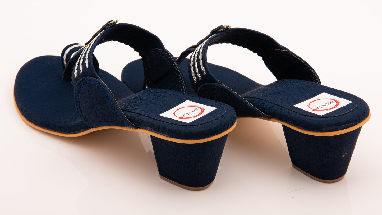 Navy Blue Block Heel