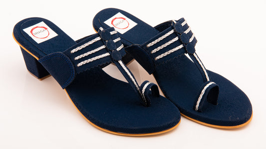 Navy Blue Block Heel